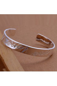 Fashion LOVE Round Shape Silver Plated Copper Bangle Bracelets (Silver)(1Pc)