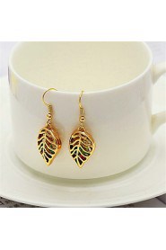 Cute Leaves Women's Drop Dangle Earrings 18K Real Gold Plated Austrian Rhinestone Exquisite Jewelry Gift for Women