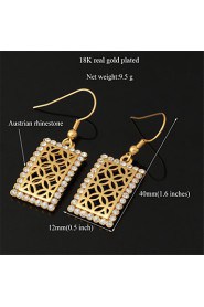 New Vintage Luxury Women's Drop Dangle Earrings 18K Gold Plated Austrian Rhinestone Crystal Jewelry Gift for Women