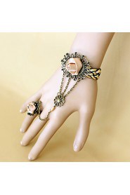 New Fashion Retro Coffee Rose Bracelet Ring Set