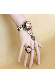 New Fashion Retro Coffee Rose Bracelet Ring Set