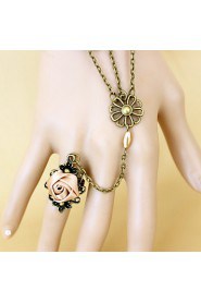 New Fashion Retro Coffee Rose Bracelet Ring Set