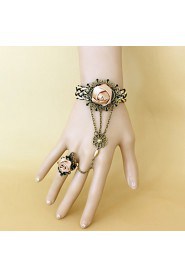 New Fashion Retro Coffee Rose Bracelet Ring Set