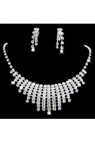 Wedding Bridal Bridesmaid Crystal Necklace Earrings Jewelry Set