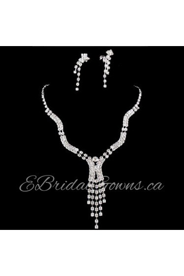 Wedding Bridal Bridesmaid Crystal Necklace Earrings Jewelry Set