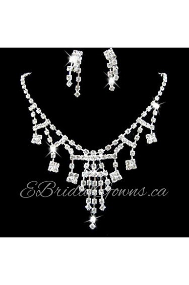 Wedding Bridal Bridesmaid Crystal Necklace Earrings Jewelry Set