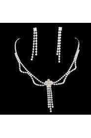 Wedding Bridal Bridesmaid Crystal Necklace Earrings Jewelry Set