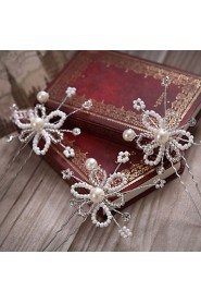 Bride's Crystal Flower Forehead Wedding Headdress Hairpins 1 PC