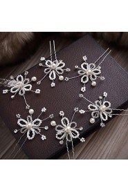 Bride's Crystal Flower Forehead Wedding Headdress Hairpins 1 PC