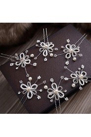 Bride's Crystal Flower Forehead Wedding Headdress Hairpins 1 PC