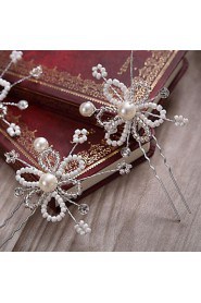 Bride's Crystal Flower Forehead Wedding Headdress Hairpins 1 PC