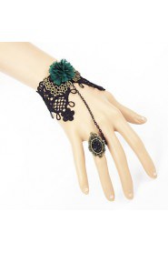 Retro Gothic Black Lace Bracelet Ring Set