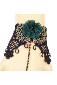 Retro Gothic Black Lace Bracelet Ring Set