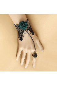 Retro Gothic Black Lace Bracelet Ring Set