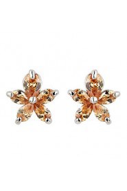 Brass With Cubic Zirconia Stud Earrings(More Colors)