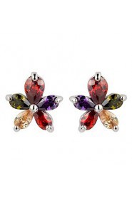 Brass With Cubic Zirconia Stud Earrings(More Colors)