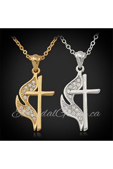 New Hot Sale Jesus Cro Pendant Charm Necklace 18K Real Gold Platinum Plated Rhinestone Crystal Jewelry Gift for Women