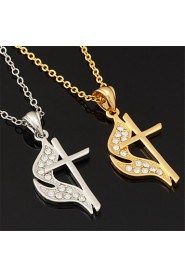 New Hot Sale Jesus Cro Pendant Charm Necklace 18K Real Gold Platinum Plated Rhinestone Crystal Jewelry Gift for Women