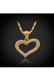 Hot Sale Luxury Heart Charms Pendant Necklace 18K Real Gold Plated Rhinestone Crystal Jewelry Gift for Women