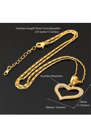 Hot Sale Luxury Heart Charms Pendant Necklace 18K Real Gold Plated Rhinestone Crystal Jewelry Gift for Women