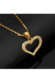 Hot Sale Luxury Heart Charms Pendant Necklace 18K Real Gold Plated Rhinestone Crystal Jewelry Gift for Women