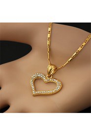 Hot Sale Luxury Heart Charms Pendant Necklace 18K Real Gold Plated Rhinestone Crystal Jewelry Gift for Women