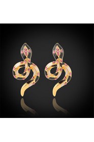 New Enamel Snake Earrings 18K Real Gold Plated Clear Austrian Rhinestone Stud Jewelry for Women