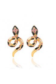 New Enamel Snake Earrings 18K Real Gold Plated Clear Austrian Rhinestone Stud Jewelry for Women