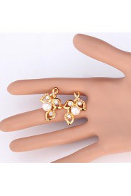 Cute Luxury Women's Stud Earrings 18K Gold Plated Austrian Rhinestone Crystal Pearl Bead Jewelry Gift for Women