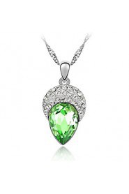 Sleek Rhinestone and Crystal Teardrop Pendent Alloy Women's Necklace (More Color)