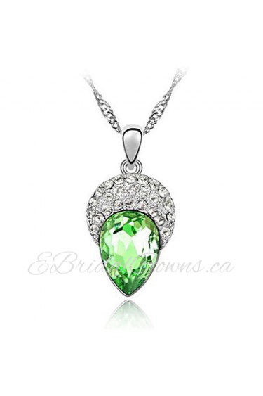 Sleek Rhinestone and Crystal Teardrop Pendent Alloy Women's Necklace (More Color)