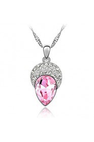 Sleek Rhinestone and Crystal Teardrop Pendent Alloy Women's Necklace (More Color)