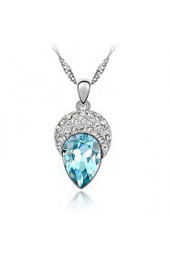 Sleek Rhinestone and Crystal Teardrop Pendent Alloy Women's Necklace (More Color)