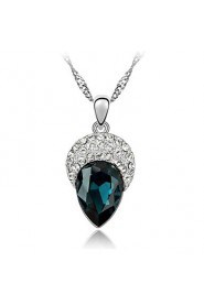 Sleek Rhinestone and Crystal Teardrop Pendent Alloy Women's Necklace (More Color)