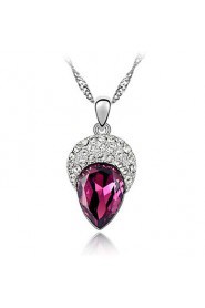 Sleek Rhinestone and Crystal Teardrop Pendent Alloy Women's Necklace (More Color)