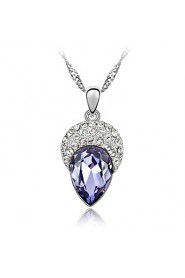 Sleek Rhinestone and Crystal Teardrop Pendent Alloy Women's Necklace (More Color)