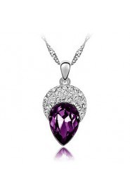 Sleek Rhinestone and Crystal Teardrop Pendent Alloy Women's Necklace (More Color)