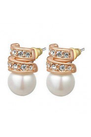 Stud Earrings Women's Imitation Pearl Earring Cubic Zirconia