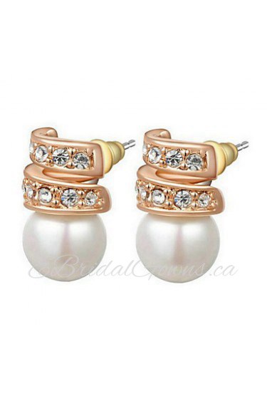 Stud Earrings Women's Imitation Pearl Earring Cubic Zirconia