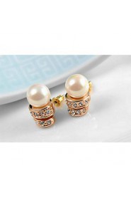 Stud Earrings Women's Imitation Pearl Earring Cubic Zirconia