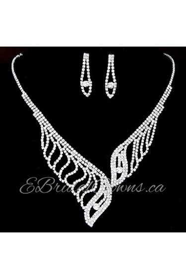 European Style Fashion Shiny Rhinestone Necklace Earring Set Bridal Set