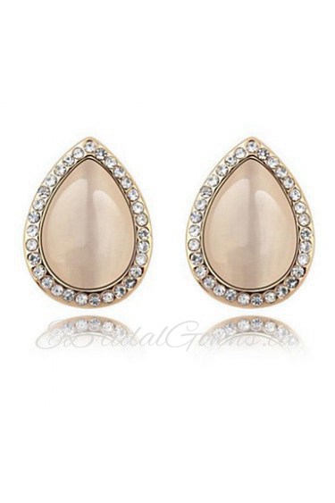 Women's Alloy Stud Earrings With Opal/Rhinestone(More Color)