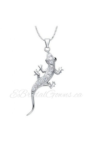 VintageGecko-Shape Alloy Women's Necklace With Rhinestone(1 Pc)