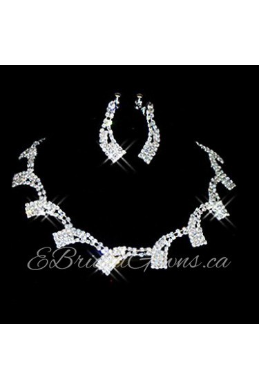 Wedding Bridal Bridesmaid Crystal Necklace Earrings Jewelry Set