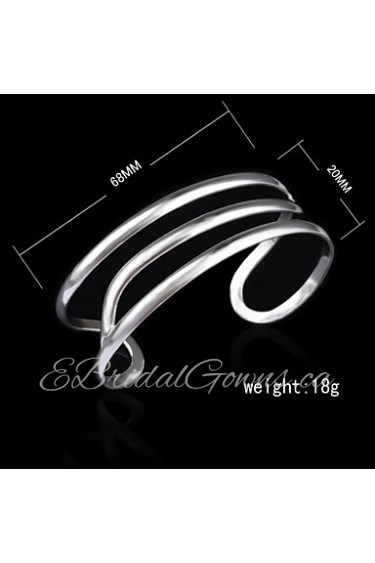 Fashion Sterling Silver Plated Wave Bangle Women's Bracelet