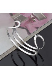 Fashion Sterling Silver Plated Wave Bangle Women's Bracelet