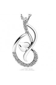 925 Silver Love Dance Hear Pendant With Cubic Zirconia