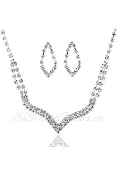 Ladies'/Women's Alloy Wedding/Party Jewelry Set With Rhinestone