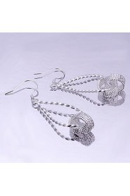 Fashion Drops Shaped Silver Plating Hanging Tennis Earrings Silver Water Modeling Simple Twist Earrings(Silver)(1Pair)