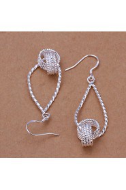 Fashion Drops Shaped Silver Plating Hanging Tennis Earrings Silver Water Modeling Simple Twist Earrings(Silver)(1Pair)